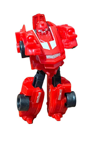 SUPER Warrior Mini Plastik Gövdeli Dönüşebilen Robot Araba 7.5 CM KIRMIZI