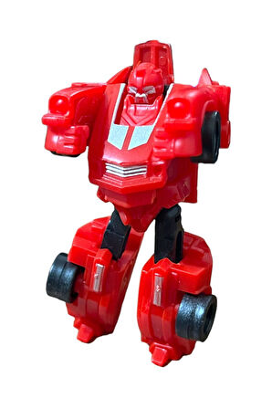 SUPER Warrior Mini Plastik Gövdeli Dönüşebilen Robot Araba 7.5 CM KIRMIZI