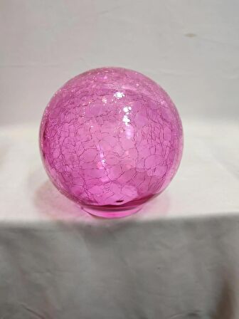 GLOB AVİZE CAMI.PEMBE RENKTE.Çatlatılmış desenli.(Çap:15.00cm-Duy yuvası:7.00cm)