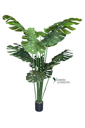 14 Dallı İri Yapraklı Islak Dokulu Lüks Yapay Monstera Deve Tabanı Ağacı