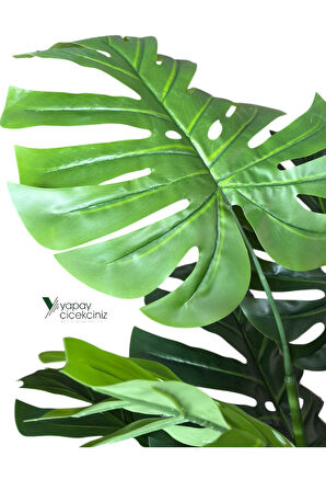 14 Dallı İri Yapraklı Islak Dokulu Lüks Yapay Monstera Deve Tabanı Ağacı