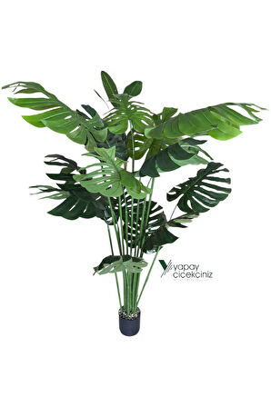 14 Dallı İri Yapraklı Islak Dokulu Lüks Yapay Monstera Deve Tabanı Ağacı