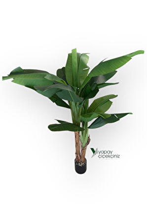 145 Cm 13 Dallı Islak Görünüm Yoğun İri Yapraklı Yapay Muz Ağacı