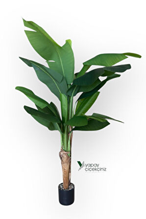 145 Cm 13 Dallı Islak Görünüm Yoğun İri Yapraklı Yapay Muz Ağacı