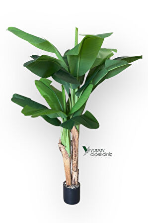 145 Cm 13 Dallı Islak Görünüm Yoğun İri Yapraklı Yapay Muz Ağacı