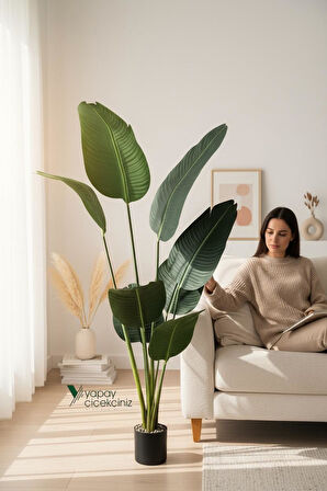 Yapay Ağaç Starliçe Lüks Gerçek Dokulu 8 Dallı İri Büyük Yaprak 155 160 cm