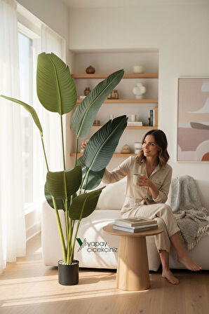 Yapay Ağaç Starliçe Lüks Gerçek Dokulu 8 Dallı İri Büyük Yaprak 155 160 cm