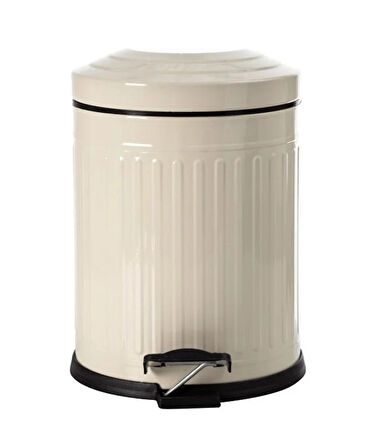 Vintage 12 Lt Yavaş Kapanır Kapaklı Ofis Mutfak Banyo Balkon Çöp Kovası Krem