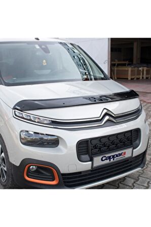 Citroen Berlingo Ön Kaput Koruma Rüzgarlığı 3mm Akrilik (ABS) Parlak Siyah Deflektör 2019->