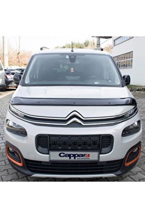 Citroen Berlingo Ön Kaput Koruma Rüzgarlığı 3mm Akrilik (ABS) Parlak Siyah Deflektör 2019->