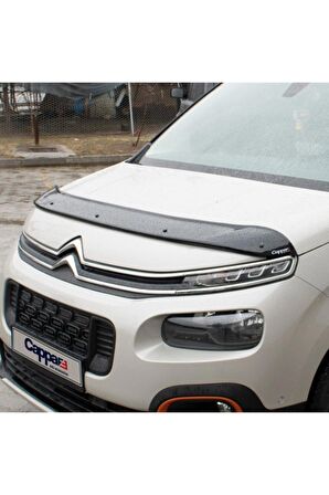 Citroen Berlingo Ön Kaput Koruma Rüzgarlığı 3mm Akrilik (ABS) Parlak Siyah Deflektör 2019->