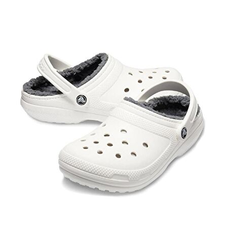 Crocs 203591 Classic Lined Clog Beyaz-Gri