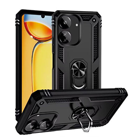 Gpack Xiaomi Redmi 13C Kılıf Vega Sert Silikon Tank Standlı Yüzüklü Mıknatıslı