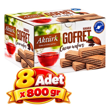 AKTÜRK GOFRET KAKAOLU 800 GR X 8 KUTU