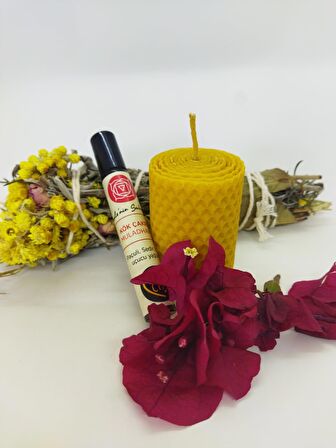 ritüel ve meditasyon seti.. kök çakra kokusu, mum