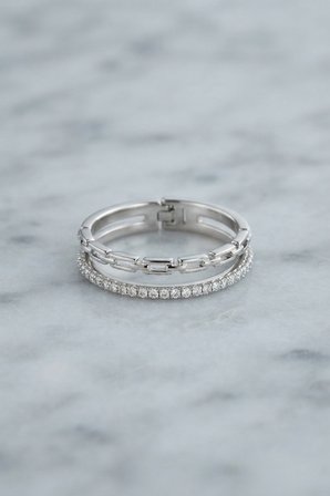 Gümüş Renk Zincir ve Zirkon Taşlı Model Kadın Yüzük