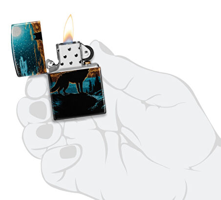 Zippo 49459 Wolf In Moon Design Çakmak