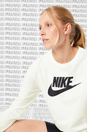 Nike Sportswear Essential Future Crew Shirt Krem Uzun Kollu Tişört Sweatshirt