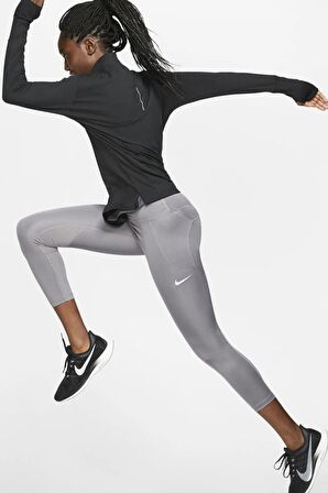 Nike Fast Leggings De Running Crop Toparlayıcı Gri Kadın Spor Tayt