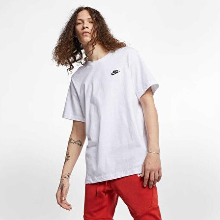 Nike M Nsw Club Tee Erkek Beyaz T-shirt - AR4997-1