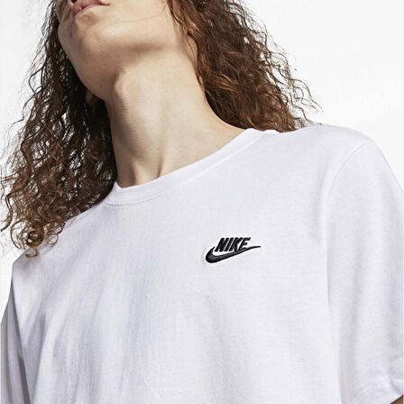 Nike M Nsw Club Tee Erkek Beyaz T-shirt - AR4997-1