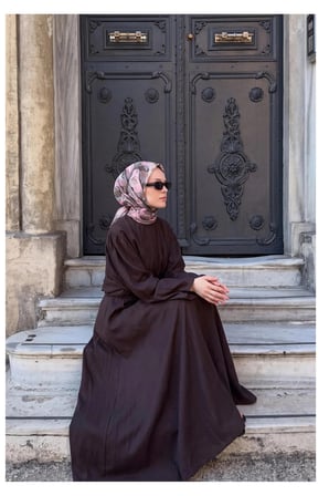 Soft Eşarp Painterly Floral Mavi Gri