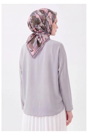 Soft Eşarp Painterly Floral Mavi Gri