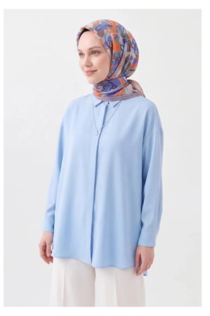 Soft Eşarp Painterly Floral Gök Mavi