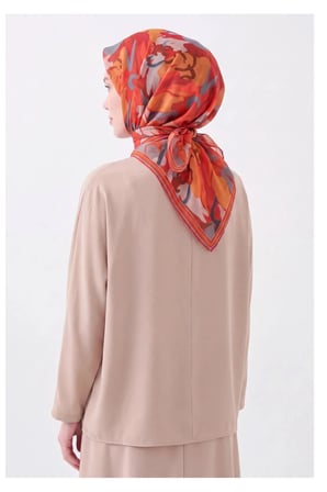 Soft Eşarp Painterly Floral Kırmızı