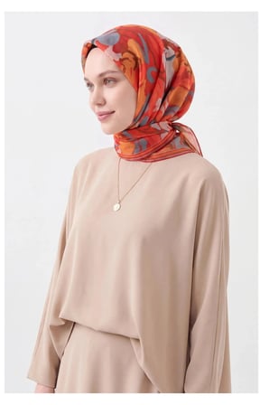 Soft Eşarp Painterly Floral Kırmızı
