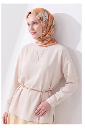 Soft Eşarp Painterly Floral Yeşil Bej