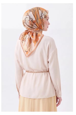 Soft Eşarp Painterly Floral Yeşil Bej