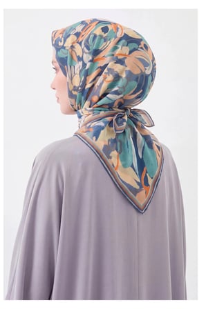 Soft Eşarp Painterly Floral İndigo