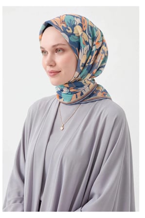 Soft Eşarp Painterly Floral İndigo