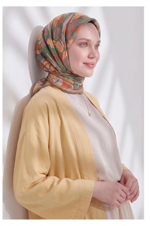 Soft Eşarp Painterly Floral Yeşil