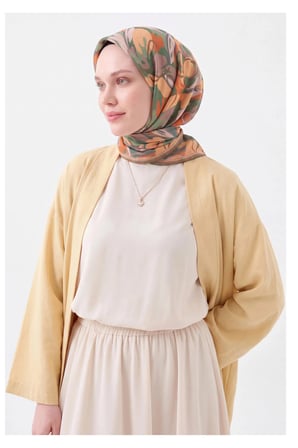 Soft Eşarp Painterly Floral Yeşil