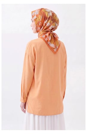 Soft Eşarp Painterly Floral Koyu Turuncu