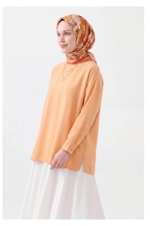 Soft Eşarp Painterly Floral Koyu Turuncu