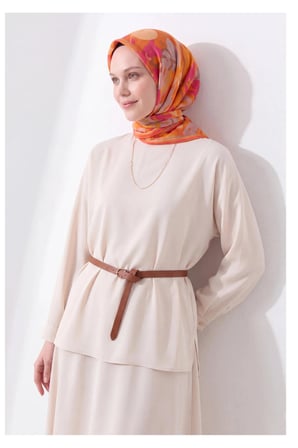 Soft Eşarp Painterly Floral Turuncu