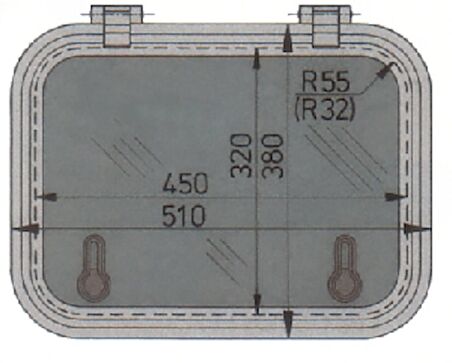 Vetus hatch. Tip libero LIB3255 Dıştan Dışa 510x380 mm