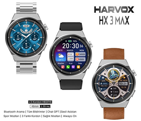 Harvox HX-3 Max 46mm 3 kordonlu (2025 yeni model)