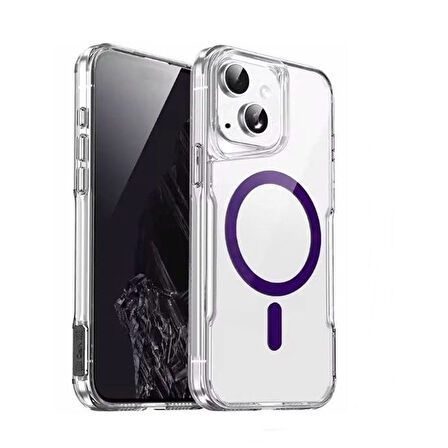 Gpack Apple iPhone 14 Plus Kılıf Magsafe Renkli Şeffaf Sert Mika T-Max ALP
