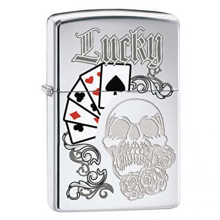 Zippo Grunge Lucky Skull Çakmak - 49007-00071-MODEL10
