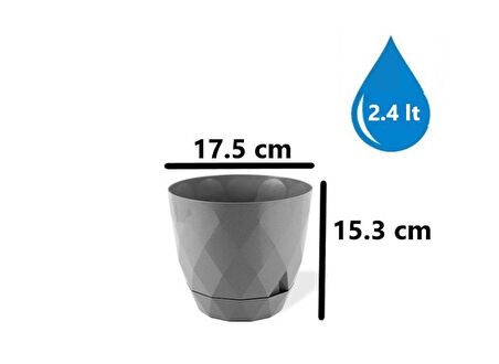 Omnipazar KRS-453 Yakamoz Tabaklı Plastik Saksı Takımı 2.4 Litre No 3