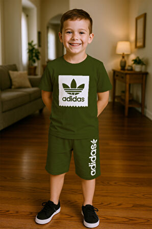 ERKEK ÇOCUK ŞORTLU TAKIM BASKILI BİSİKLET YAKA CEPLİ F8