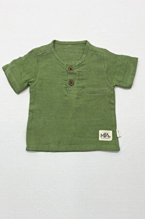 ERKEK BEBEK ŞORTLU TAKIM BİSİKLET YAKA DÜĞMELİ DÜZ RENK 