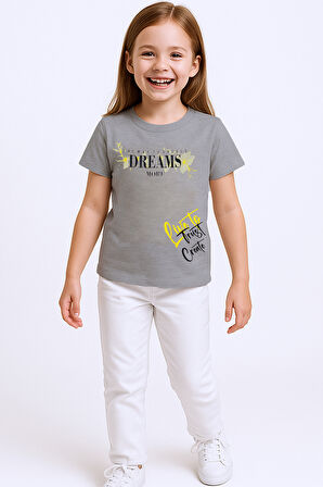 KIZ ÇOCUK TSHİRT PİSTACHİO BASKILI BİSİKLET YAKA E2