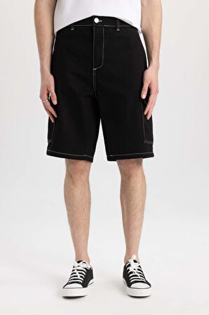 DeFacto Relax Fit Kargo Cepli Bermuda Şort B7639AX24SMBK81