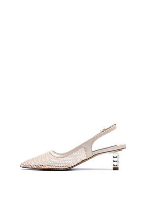 Kadın Düşük Topuklu Taş İşlemeli Abiye File Ayakkabı 1920