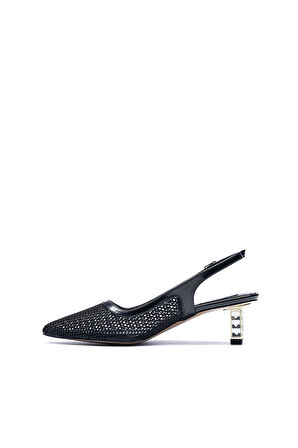 Kadın Düşük Topuklu Taş İşlemeli Abiye File Ayakkabı 1920